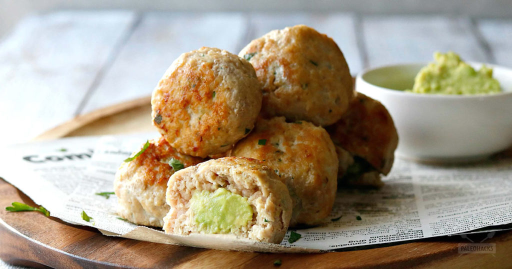 avocado-filled chicken meatballs