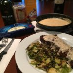 Bleu Cheese, Sherry, cream sauce with NY strip and shaved brussel sprouts