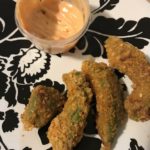 Crispy baked Cajun Pork Rind Avocados w/ Sriracha Mayo