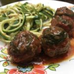 Mozzarella Stuffed Meatballs & Zoodles