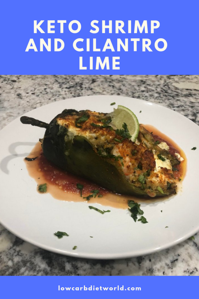 Keto Shrimp and Cilantro Lime (Cauliflower) rice stuffed Poblano Peppers