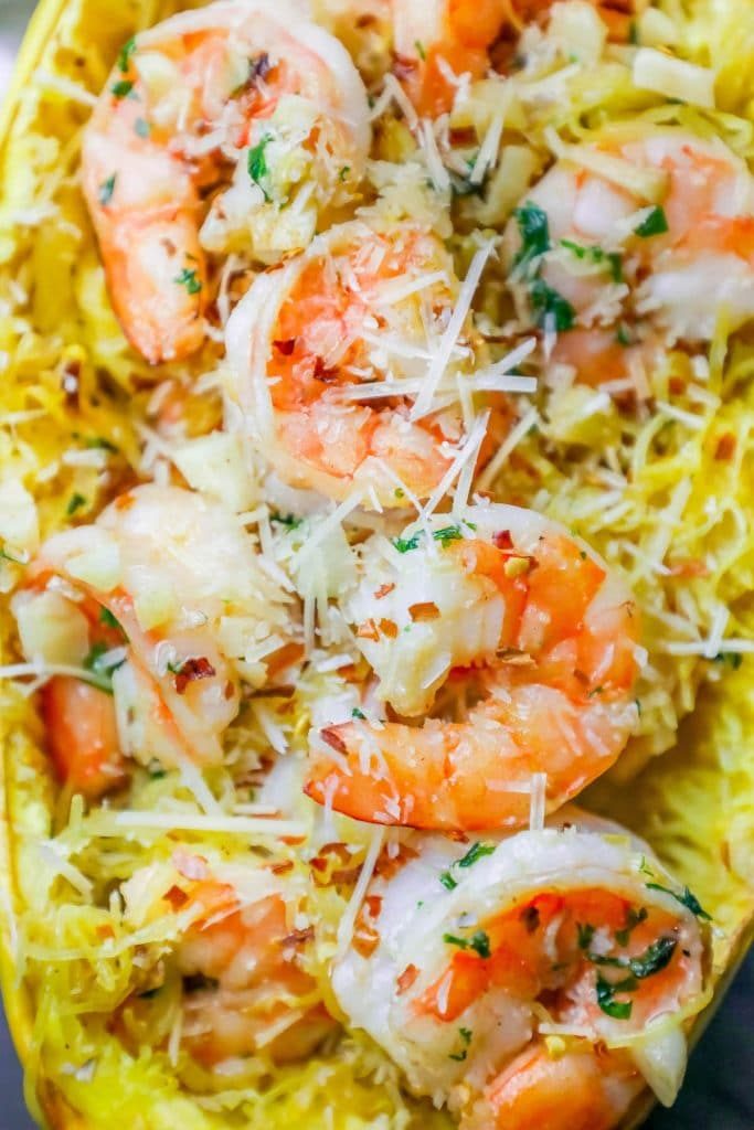Keto Spaghetti Squash Shrimp